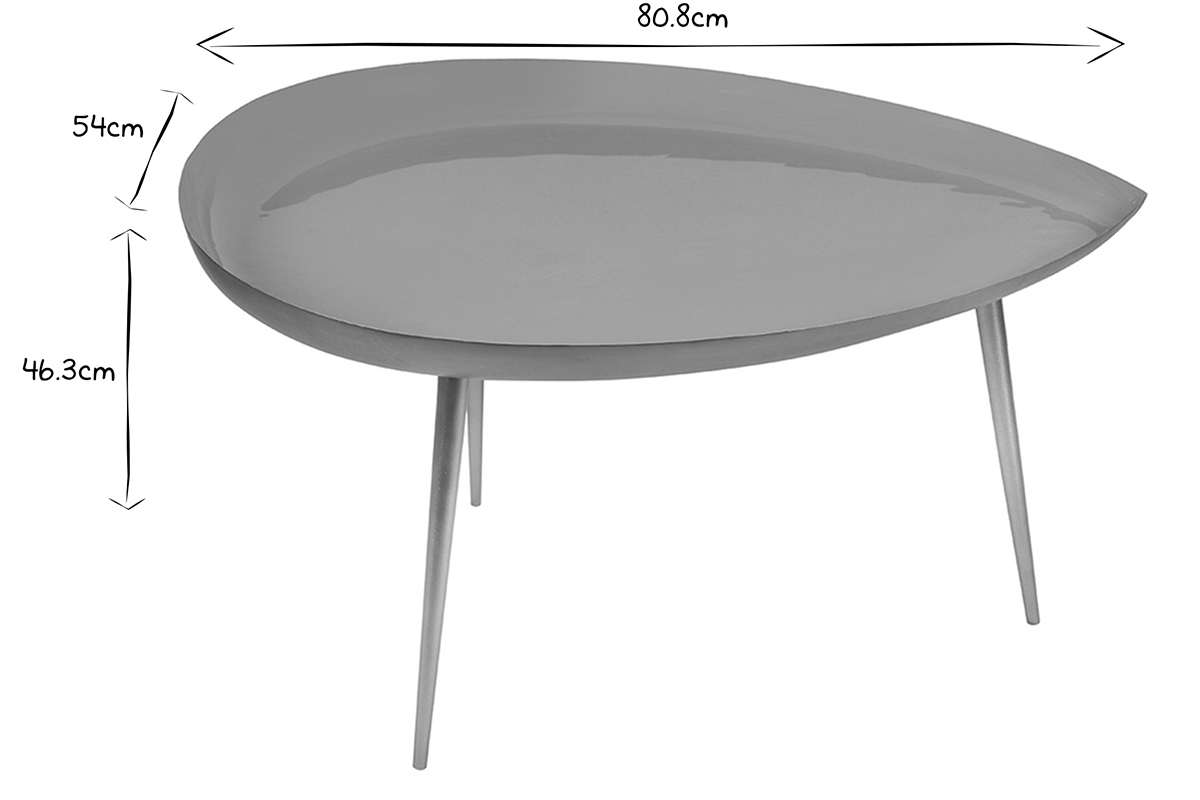 Niedriger Design-Tisch aus gelblackiertem Stahl DROP