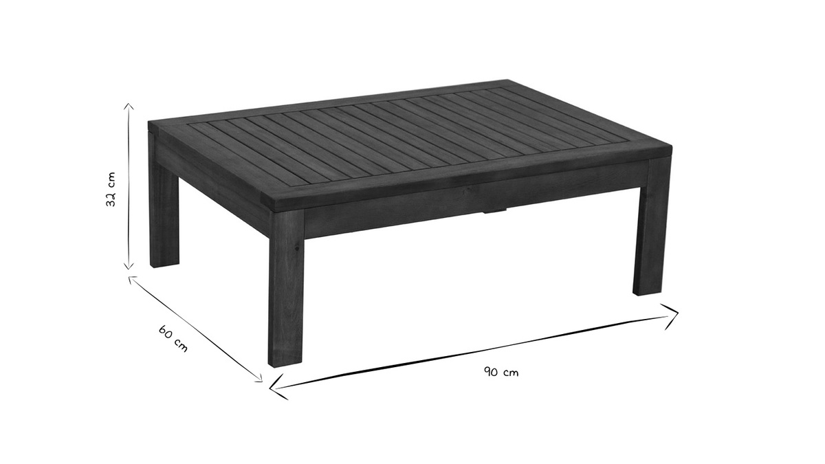 Niedriger Gartentisch aus Massivholz B90 cm SALVADOR