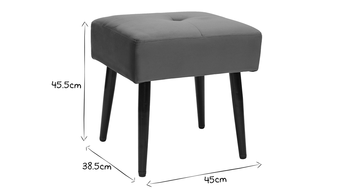 Niedriger Hocker aus Stoff mit Samteffekt in Rostbraun und schwarzes Metall H46 cm GUESTA