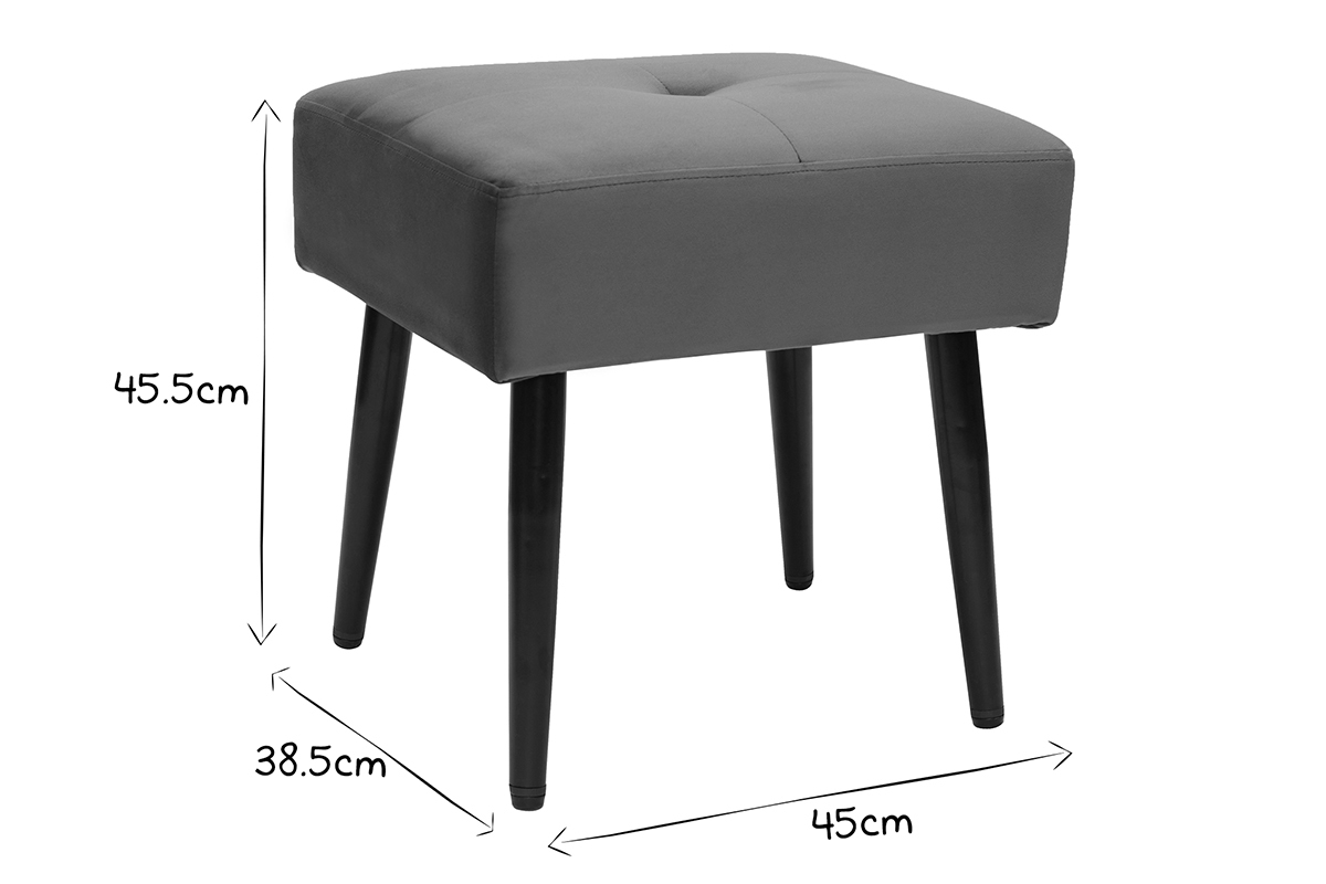 Niedriger Hocker aus Stoff mit Samteffekt in Rostbraun und schwarzes Metall H46 cm GUESTA