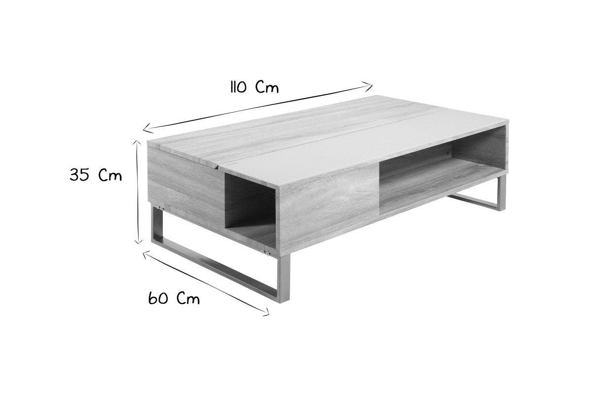 Niedriger Tisch verstellbar aus Holz und Metall WYNN