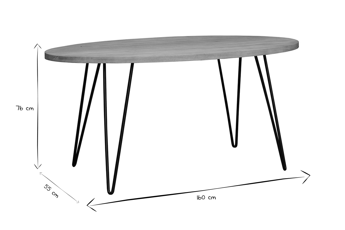 Ovaler Esstisch aus massivem Mangoholz L160 cm VIBES