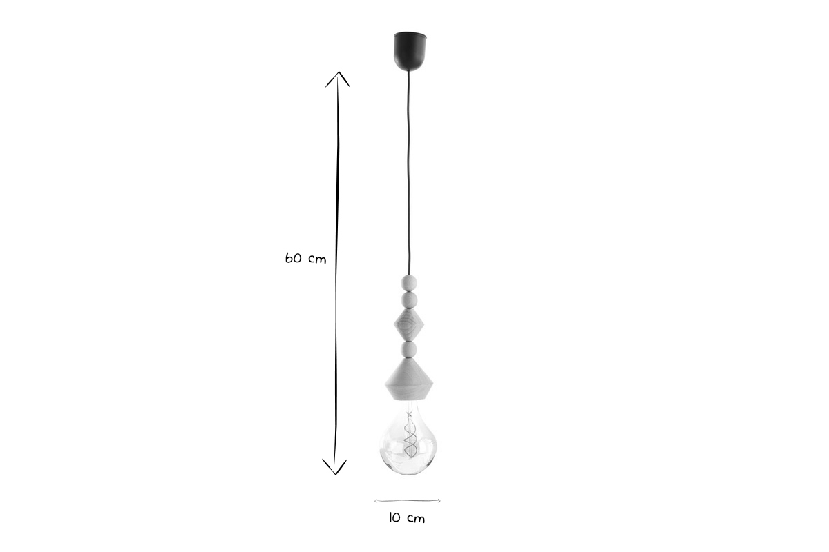 Pendelleuchte mit Perlen-Element aus Massivholz AKOYA