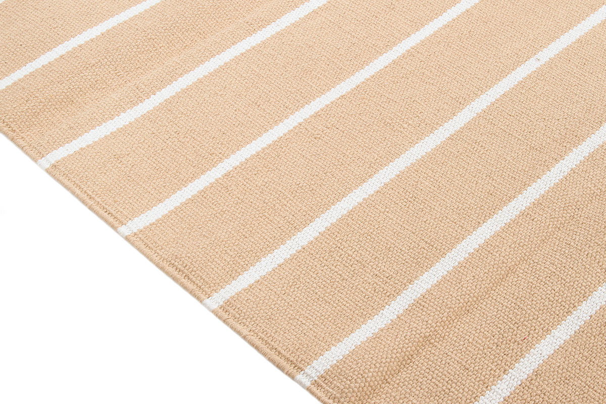 Rechteckiger, beige-wei gestreifter Teppich 60 x 180 cm LANZA