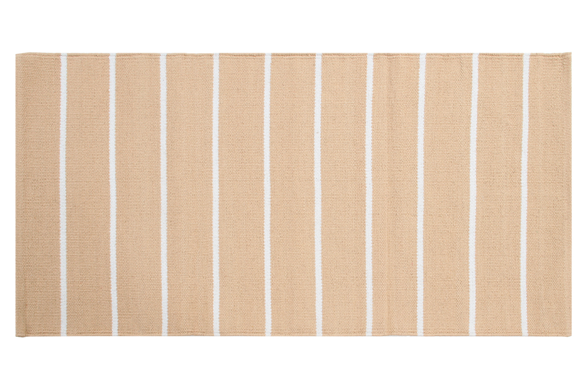 Rechteckiger, beige-wei gestreifter Teppich 60 x 180 cm LANZA