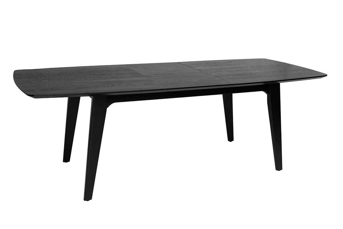 Rechteckiger Esstisch mit integrierter Verlngerung in Schwarz Eiche L180-230 cm FIFTIES