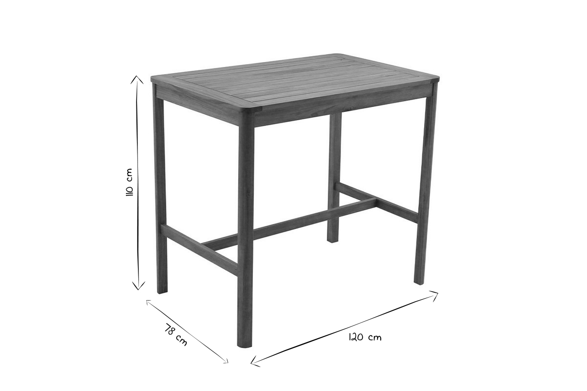 Rechteckiger Gartentisch aus Massivholz L120 cm AKIS