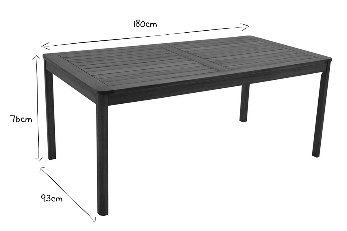 Rechteckiger Gartentisch aus Massivholz L180 cm AKIS