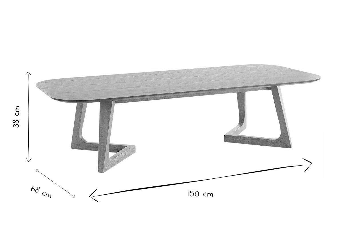 Rechteckiger skandinavischer Couchtisch aus hellem Holz L150 cm JUKE