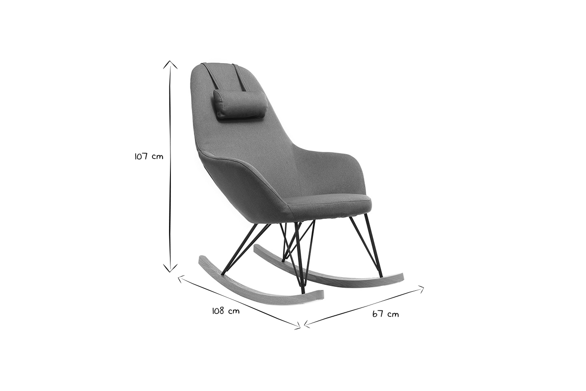 Relax-Sessel - Schaukelstuhl Stoff Petrolblau Fe Metall und Esche JHENE