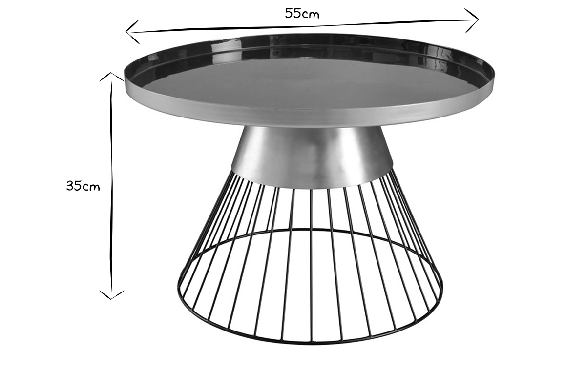 Runder Beistelltisch aus petrolblauem und goldfarben lackiertem Stahl D 41 cm SPLEEN