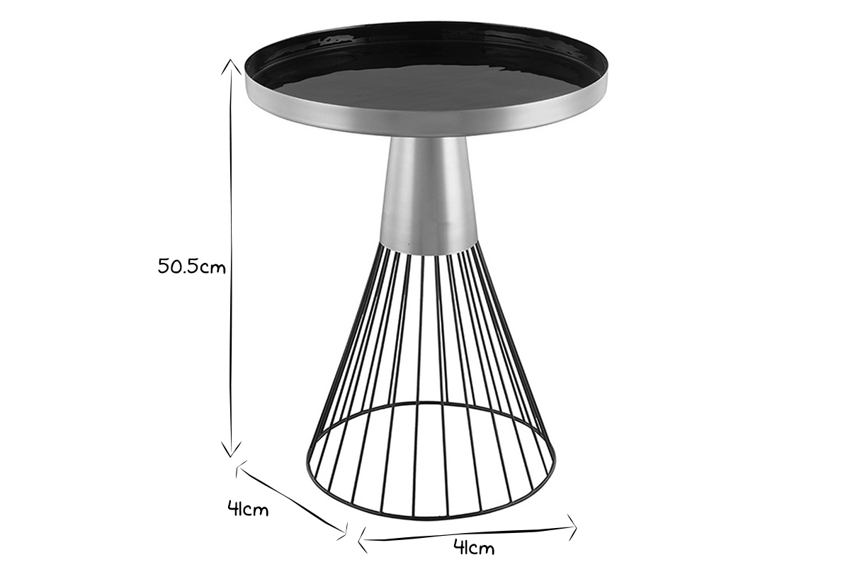 Runder Beistelltisch aus schwarz und goldfarben lackiertem Stahl D 41 cm SPLEEN