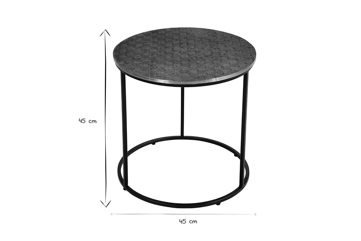 Runder Couchtisch aus geschlagenem Messing L45 cm FUSSBODEN