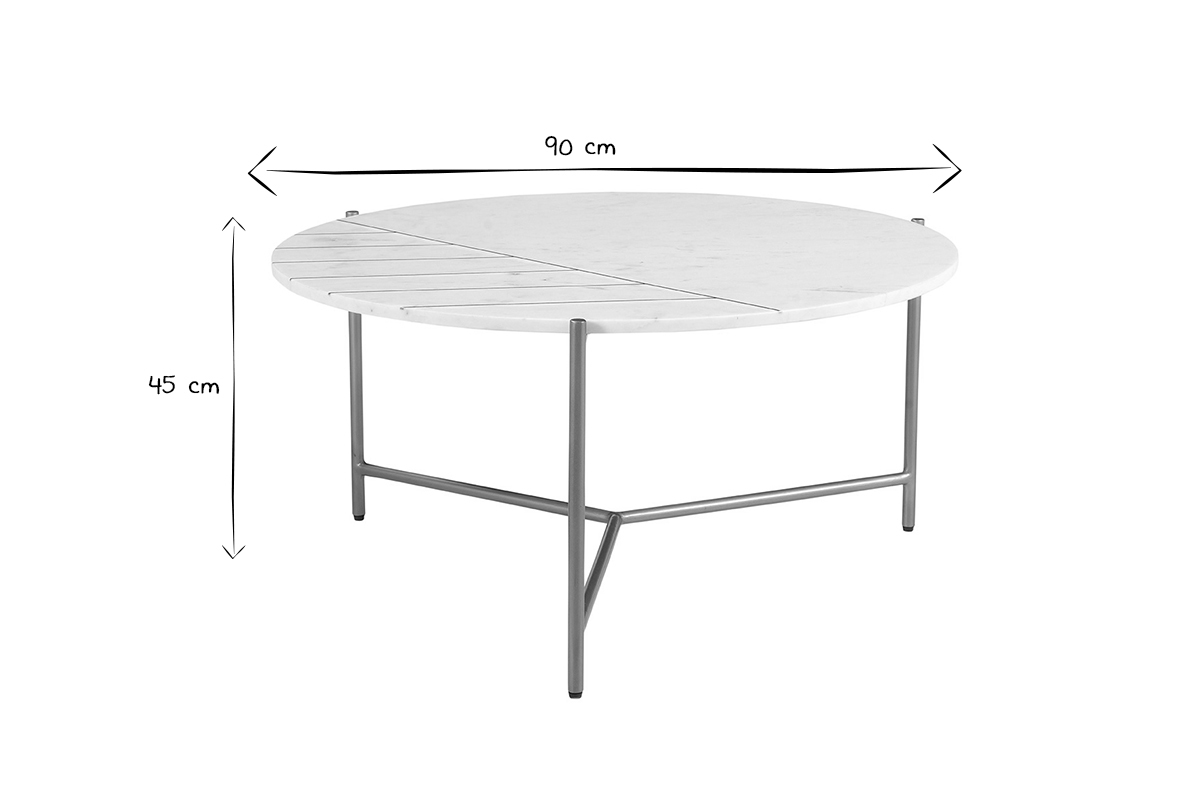 Runder Couchtisch aus weiem Marmor SILLON