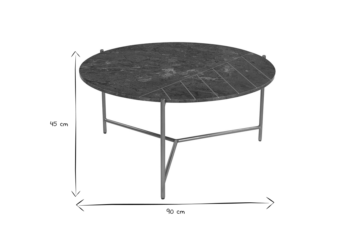 Runder Design-Couchtisch aus grnem Marmor und Messing D 90 cm SILLON