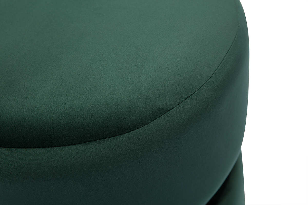 Runder Samtpouf in Dunkelgrn mit goldenem Metall D40 cm JOY