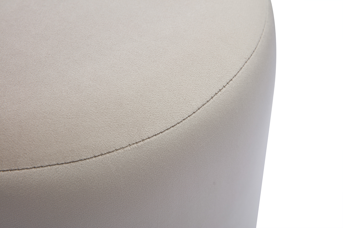 Runder Samtpouf in Taupe und Goldmetall D40 cm AMAYA