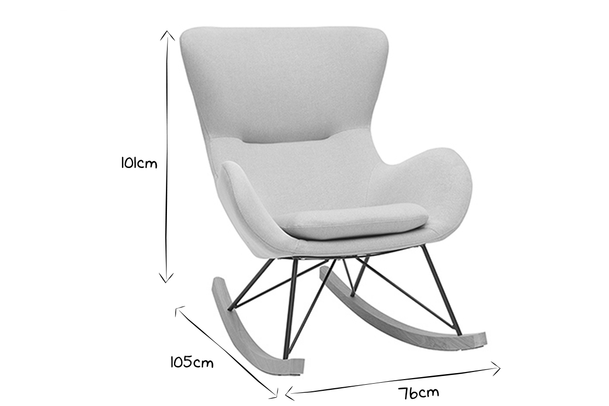 Schaukelstuhl mit hellgrauem Gewebe ESKUA