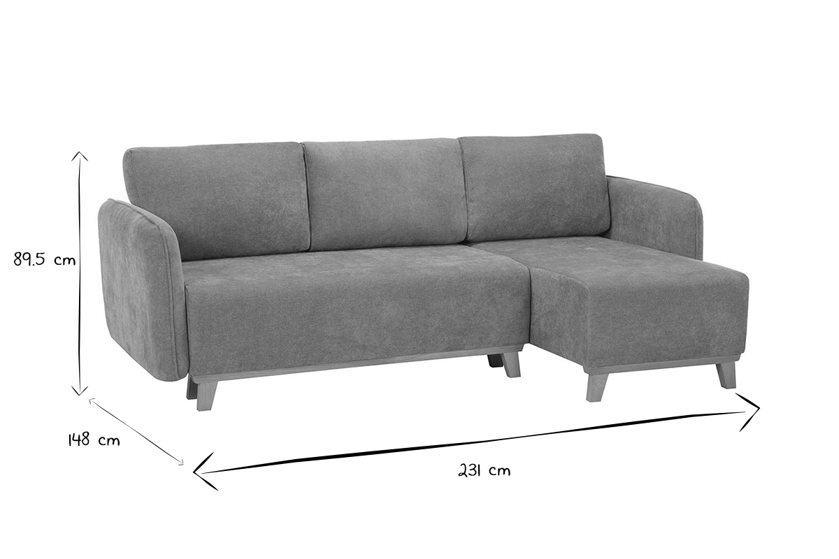 Schlaf-Ecksofa modulierbar terracottafarbener Stoff mit Velours-Effekt und helles Holz 3-4 Sitzer ROMANE