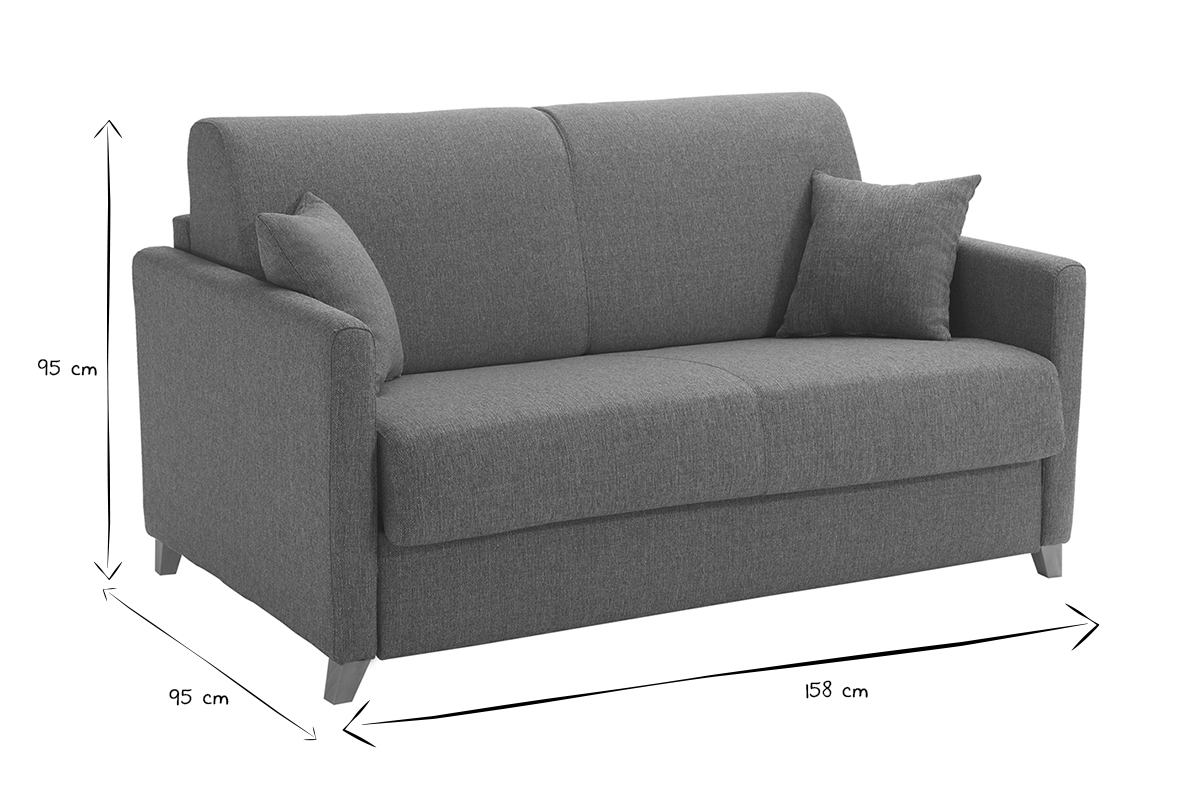 Schlafcouch grau mit Matratze 13 cm 2-3-Sitzer SKANDY