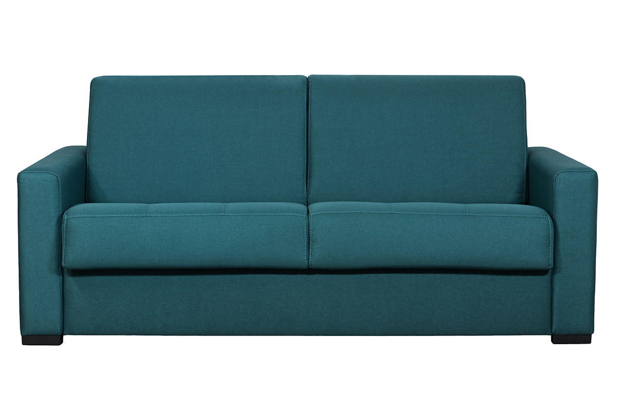 Schlafcouch mit Matratze 12 cm entenblauer Stoff DOME