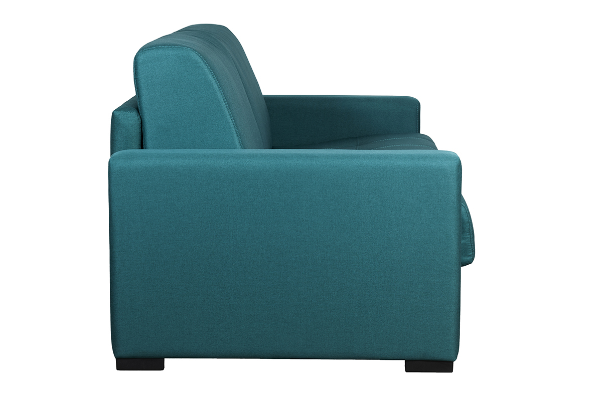 Schlafcouch mit Matratze 12 cm entenblauer Stoff DOME