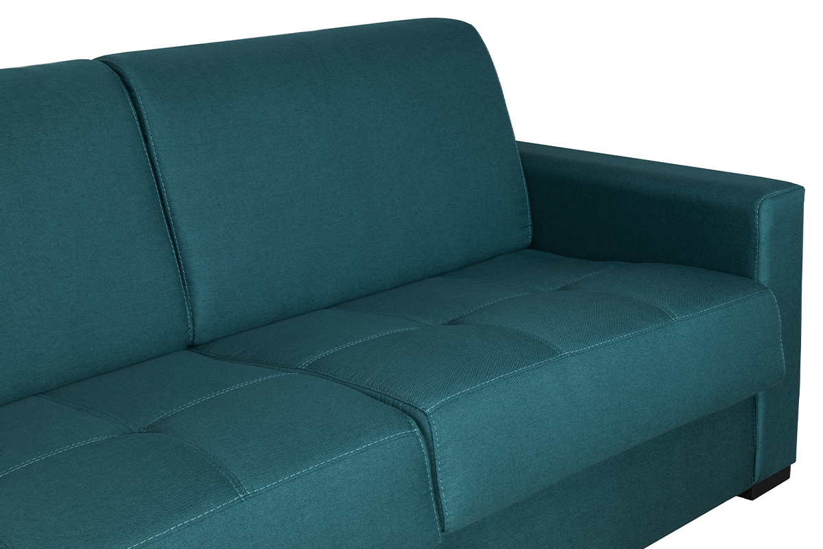 Schlafcouch mit Matratze 12 cm entenblauer Stoff DOME