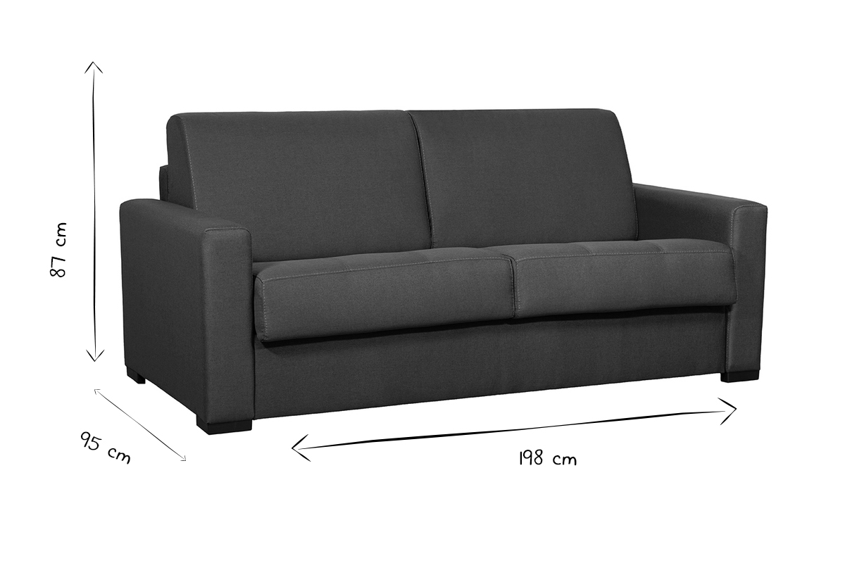 Schlafcouch mit Matratze 12 cm entenblauer Stoff DOME