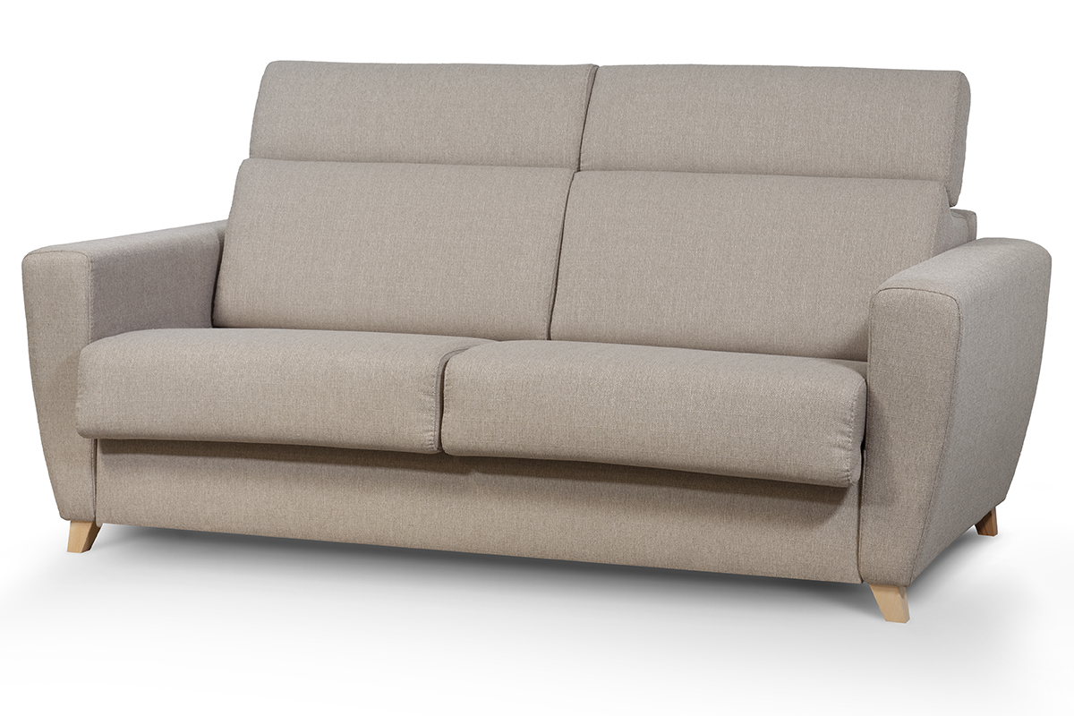 Schlafcouch mit verstellbaren Kopfsttzen Taupe mit 13 cm Matratze 3-Sitzer GOYA