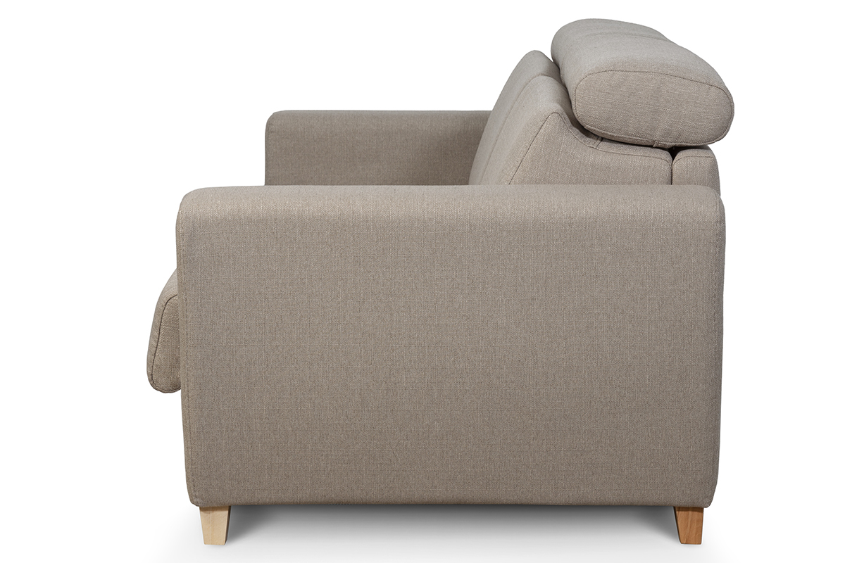 Schlafcouch mit verstellbaren Kopfsttzen Taupe mit 13 cm Matratze 3-Sitzer GOYA