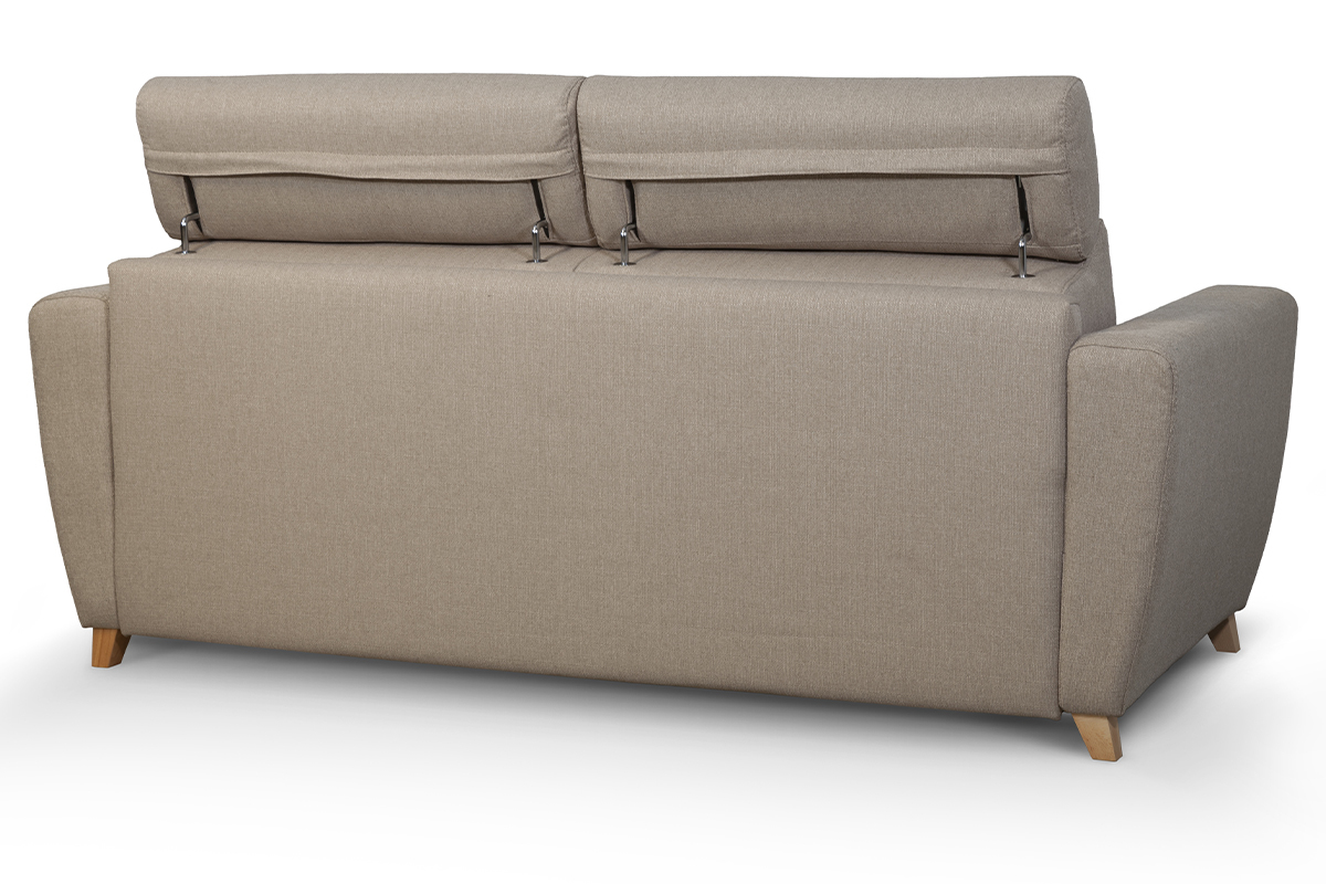 Schlafcouch mit verstellbaren Kopfsttzen Taupe mit 13 cm Matratze 3-Sitzer GOYA