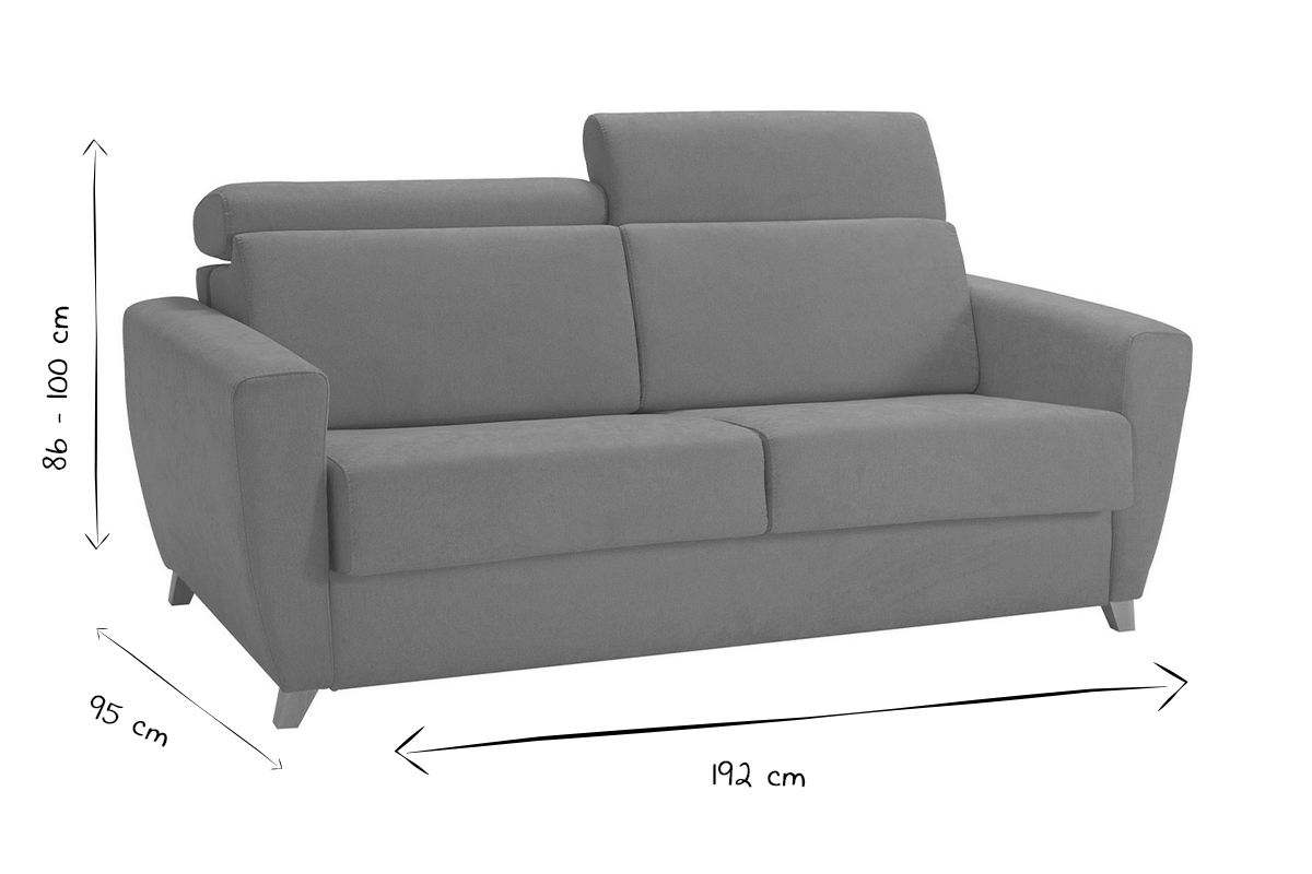 Schlafcouch mit verstellbaren Kopfsttzen Taupe mit 13 cm Matratze 3-Sitzer GOYA