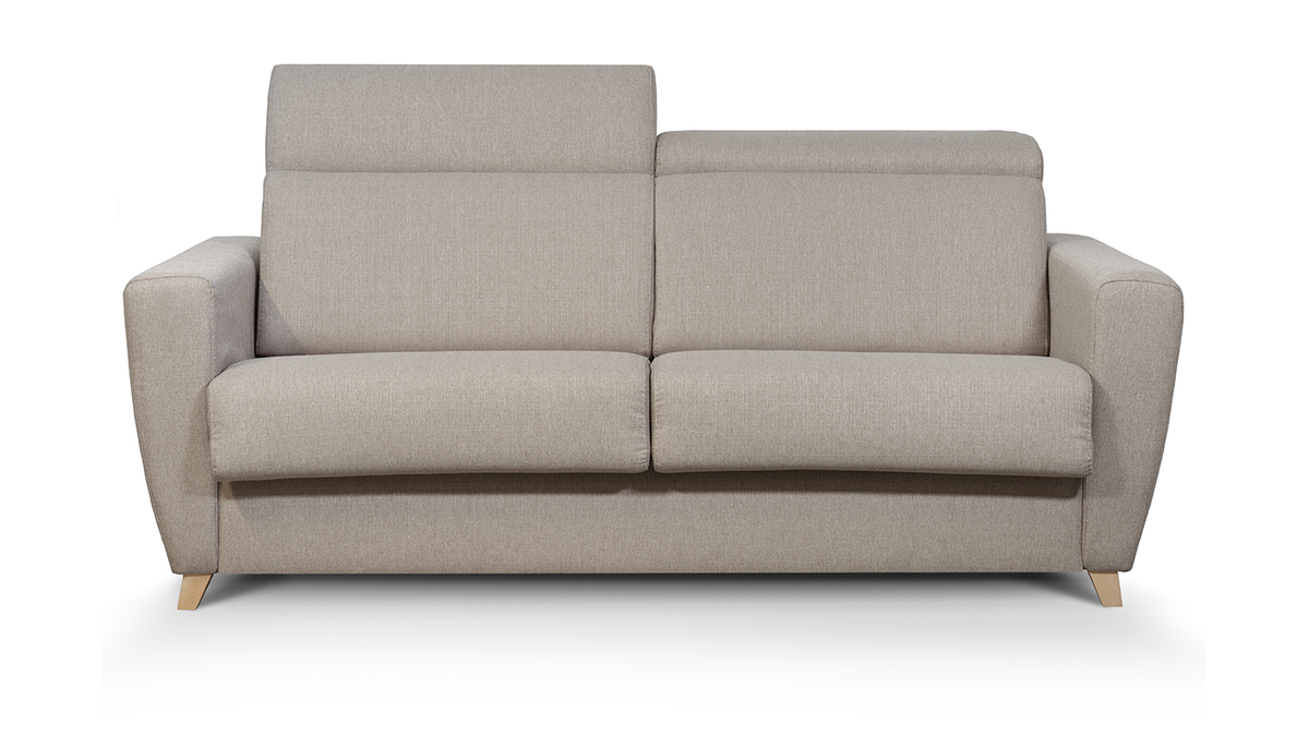 Schlafcouch mit verstellbaren Kopfsttzen Taupe mit 13 cm Matratze 3-Sitzer GOYA