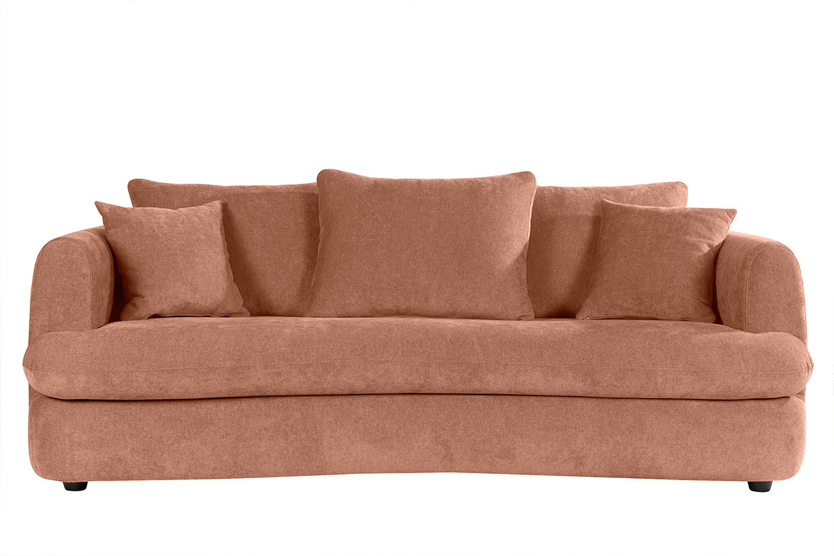 Schlafsofa 3-4 Sitzer in terracottafarbenem Stoff mit Samteffekt und abziehbarem Bezug SACHA