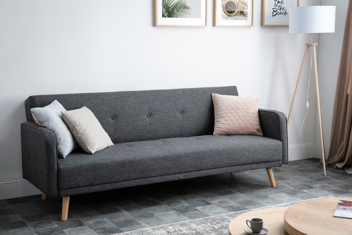 Schlafsofa 3 Pltze skandinavisches Design Dunkelgrau ULLA