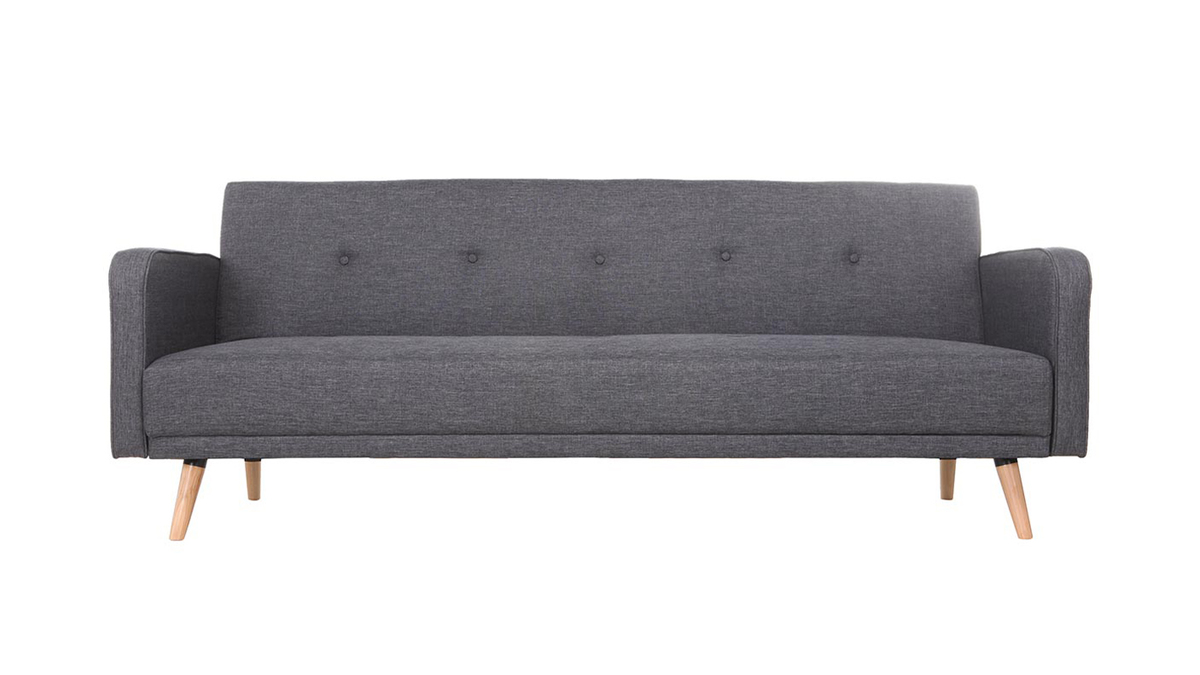 Schlafsofa 3 Pltze skandinavisches Design Dunkelgrau ULLA