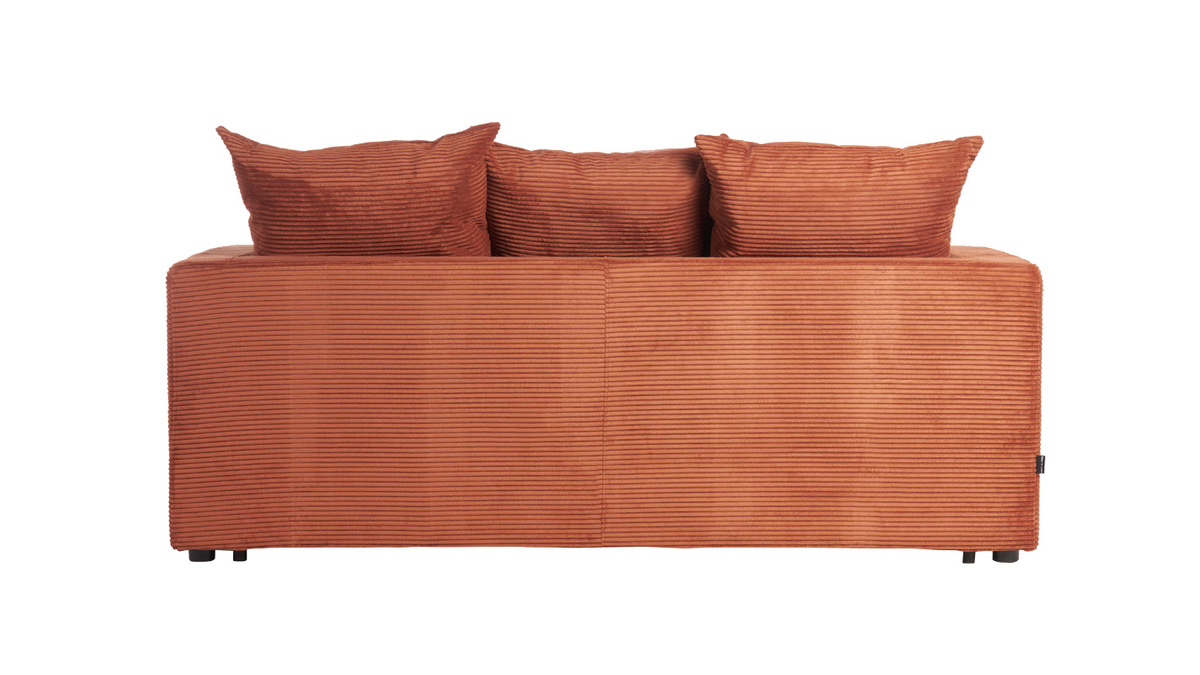 Schlafsofa 3-Sitzer mit Cordstoff in Terracotta mit Matratze 13cm BACIO