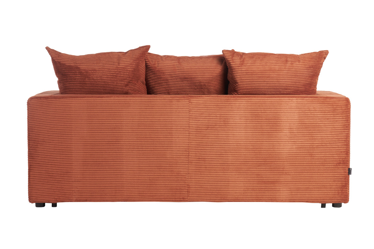 Schlafsofa 3-Sitzer mit Cordstoff in Terracotta mit Matratze 13cm BACIO