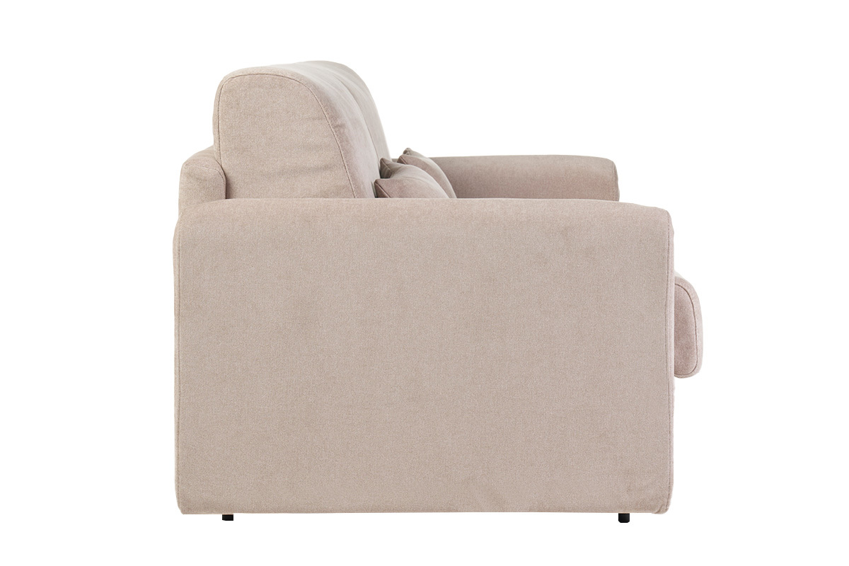 Schlafsofa 3-Sitzer mit Stoffbezug in Samtoptik Beige Matratze 13cm LETTO