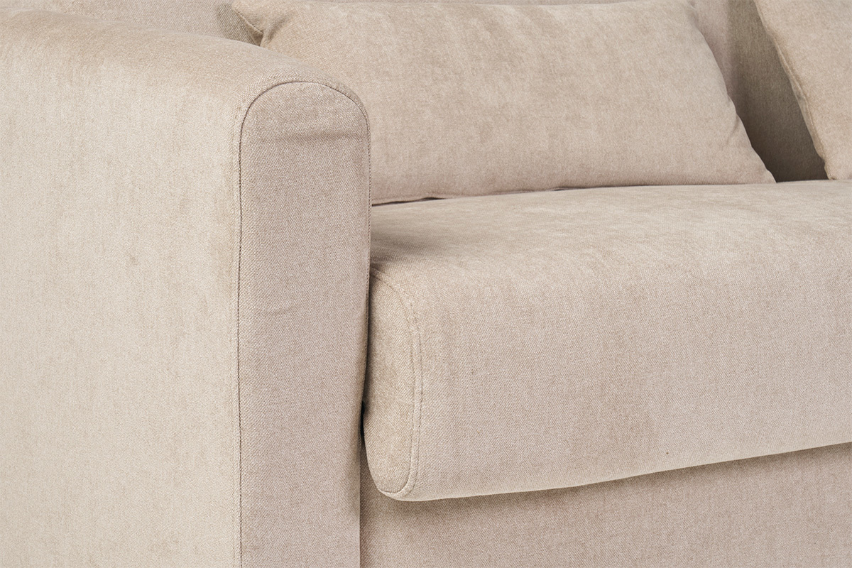 Schlafsofa 3-Sitzer mit Stoffbezug in Samtoptik Beige Matratze 13cm LETTO