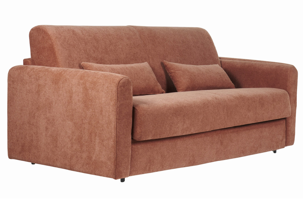 Schlafsofa 3-Sitzer mit Stoffbezug in Samtoptik Terracotta Matratze 13cm LETTO