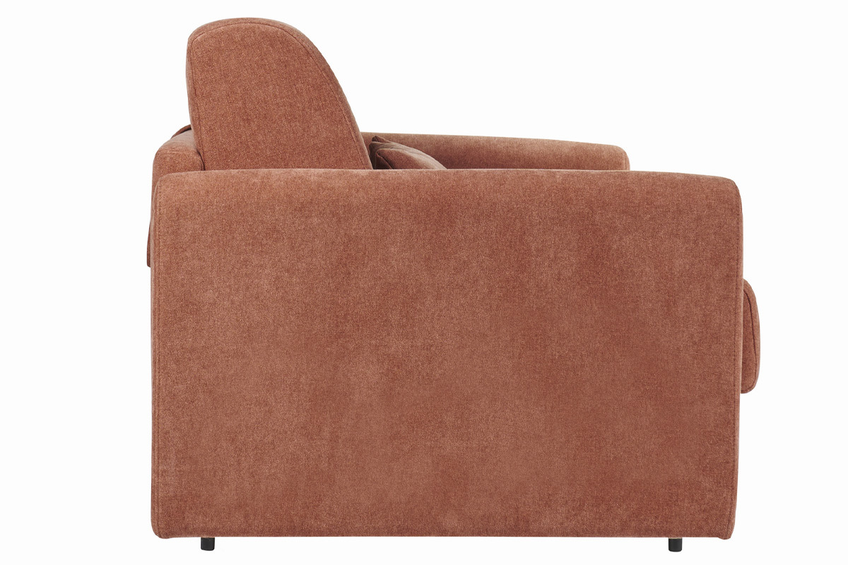 Schlafsofa 3-Sitzer mit Stoffbezug in Samtoptik Terracotta Matratze 13cm LETTO