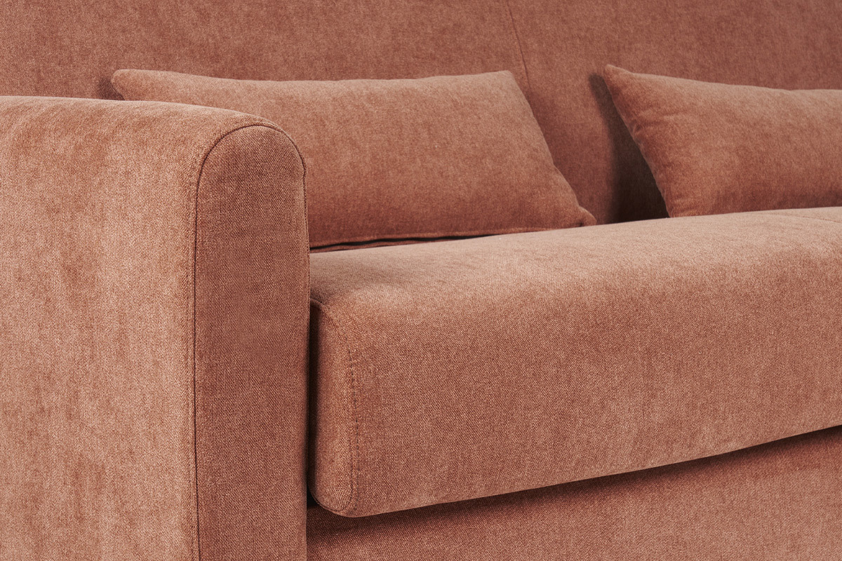 Schlafsofa 3-Sitzer mit Stoffbezug in Samtoptik Terracotta Matratze 13cm LETTO