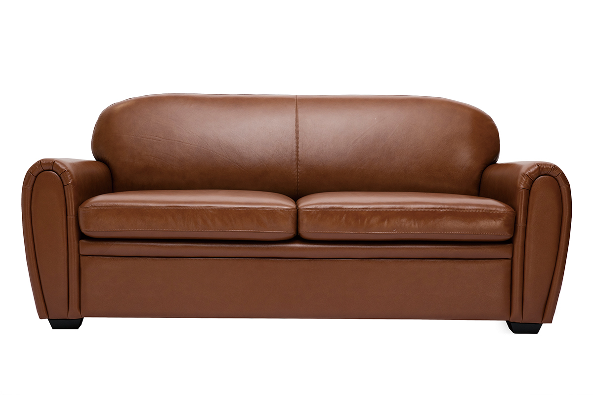 Schlafsofa aus braunem Leder 3-Sitzer CLUB