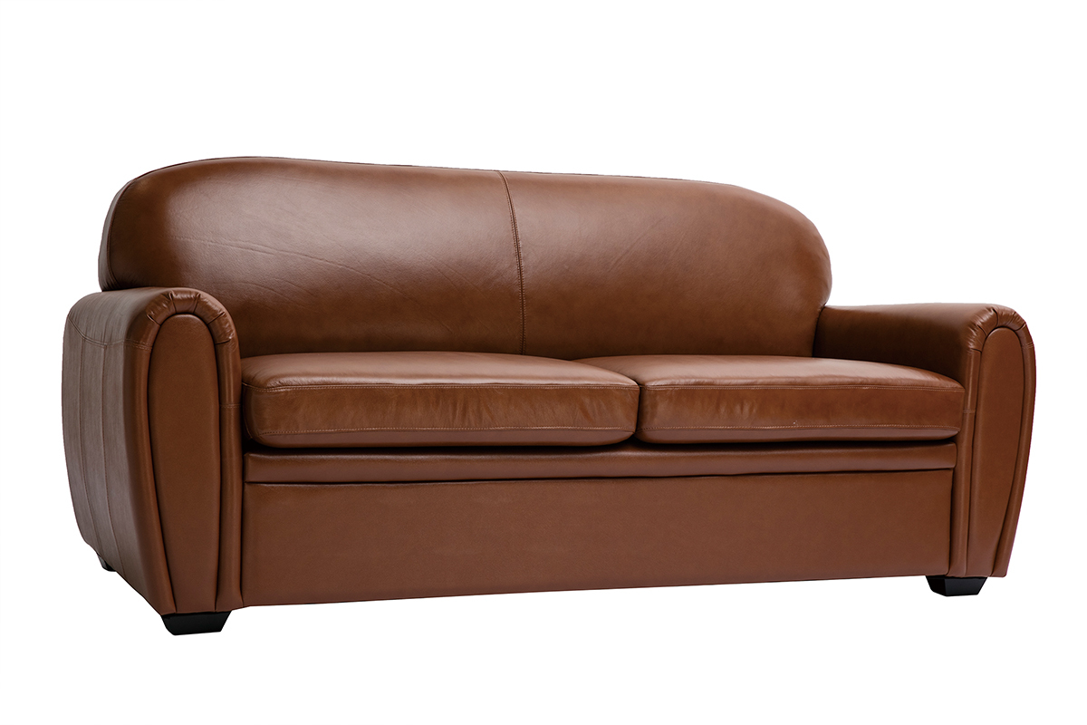 Schlafsofa aus braunem Leder 3-Sitzer CLUB