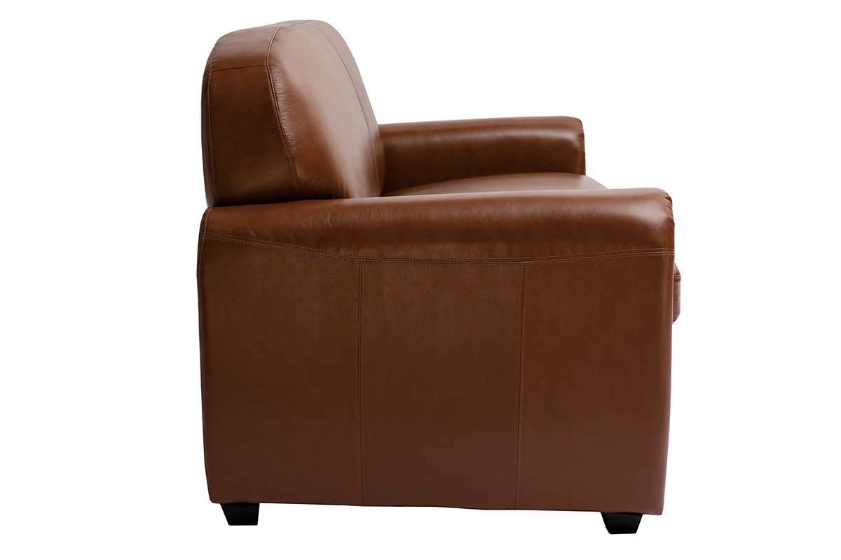 Schlafsofa aus braunem Leder 3-Sitzer CLUB