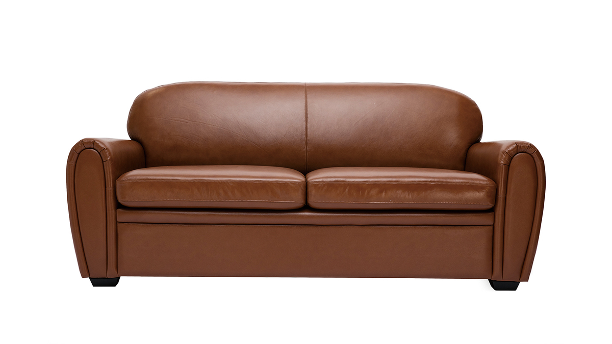 Schlafsofa aus braunem Leder 3-Sitzer CLUB