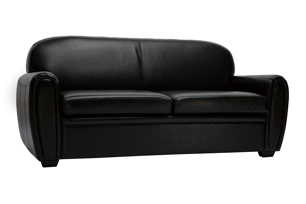 Schlafsofa aus dunkelbraunem Leder 3-Sitzer CLUB