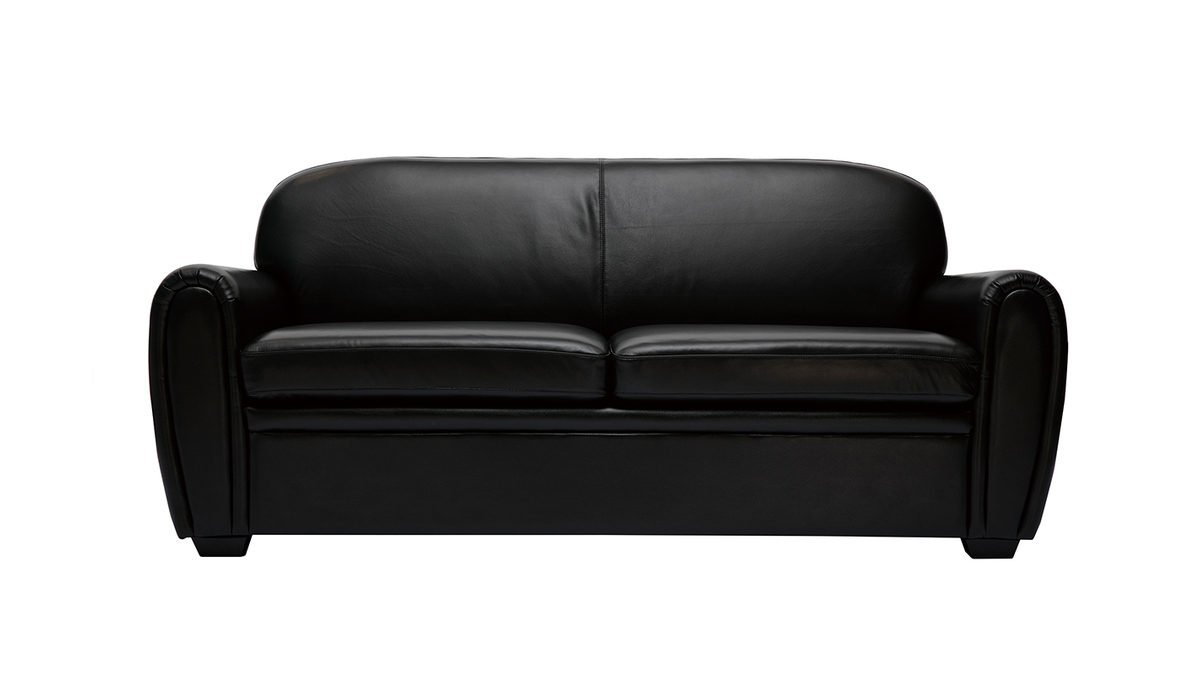 Schlafsofa aus dunkelbraunem Leder 3-Sitzer CLUB