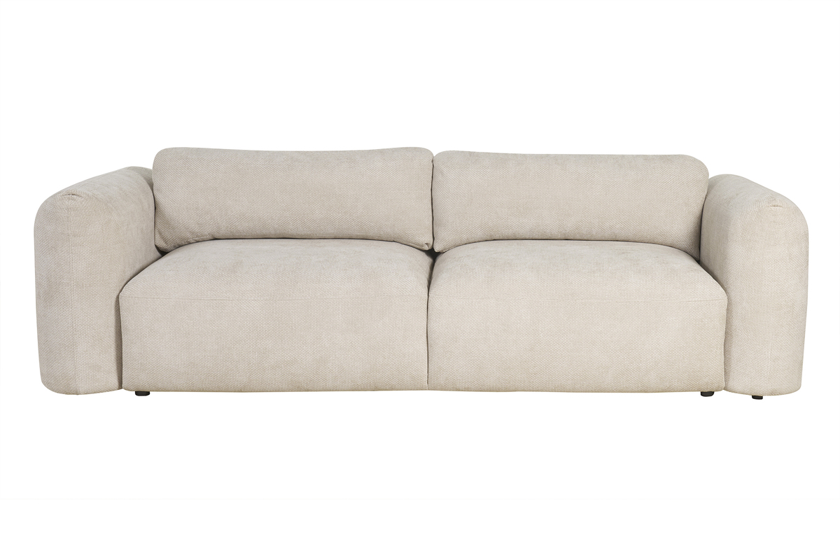 Schlafsofa mit Bettkasten aus beigem Chenille-Veloursstoff 4-Sitzer CRUSH